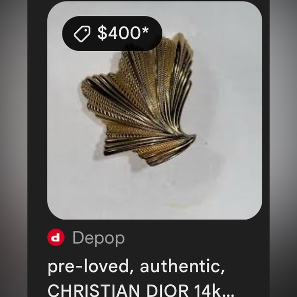 Vintage Chr Dior Leaf Goldtone Gold Tone Brooch Pin Signed Christian Dior RARE - Picture 3 of 8